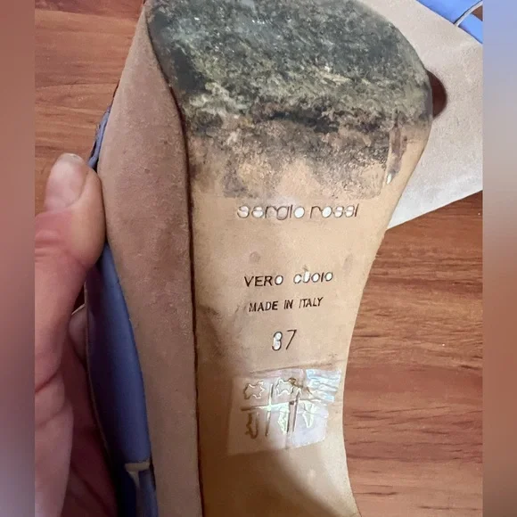 Sergio Rossi Made Italy Size 37 Purple and Tan Platform Heels - Picture 5 of 6